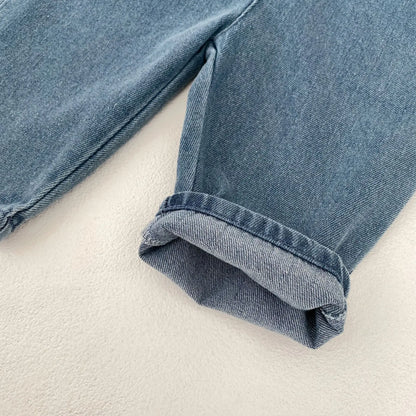 ノースリーブジャンプスーツ ベビージャンプスーツ/トップス デニムノースリーブジャンプスーツ/長袖ボーダーTシャツ【mh0004607】