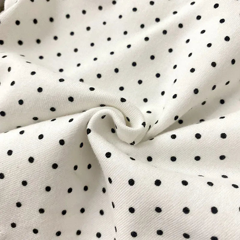 長袖シャツ・ブラウス ベビートップス 長袖丸襟ブラウス Tシャツ 水玉ドットプリント ホワイト【mh0006492】