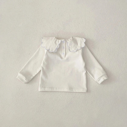 長袖セットアップ ベビートップス/パンツ 水玉ドット/無地スクエア襟長袖Tシャツ/サスペンダーレーススカートブルマパンツ【mh0007334】