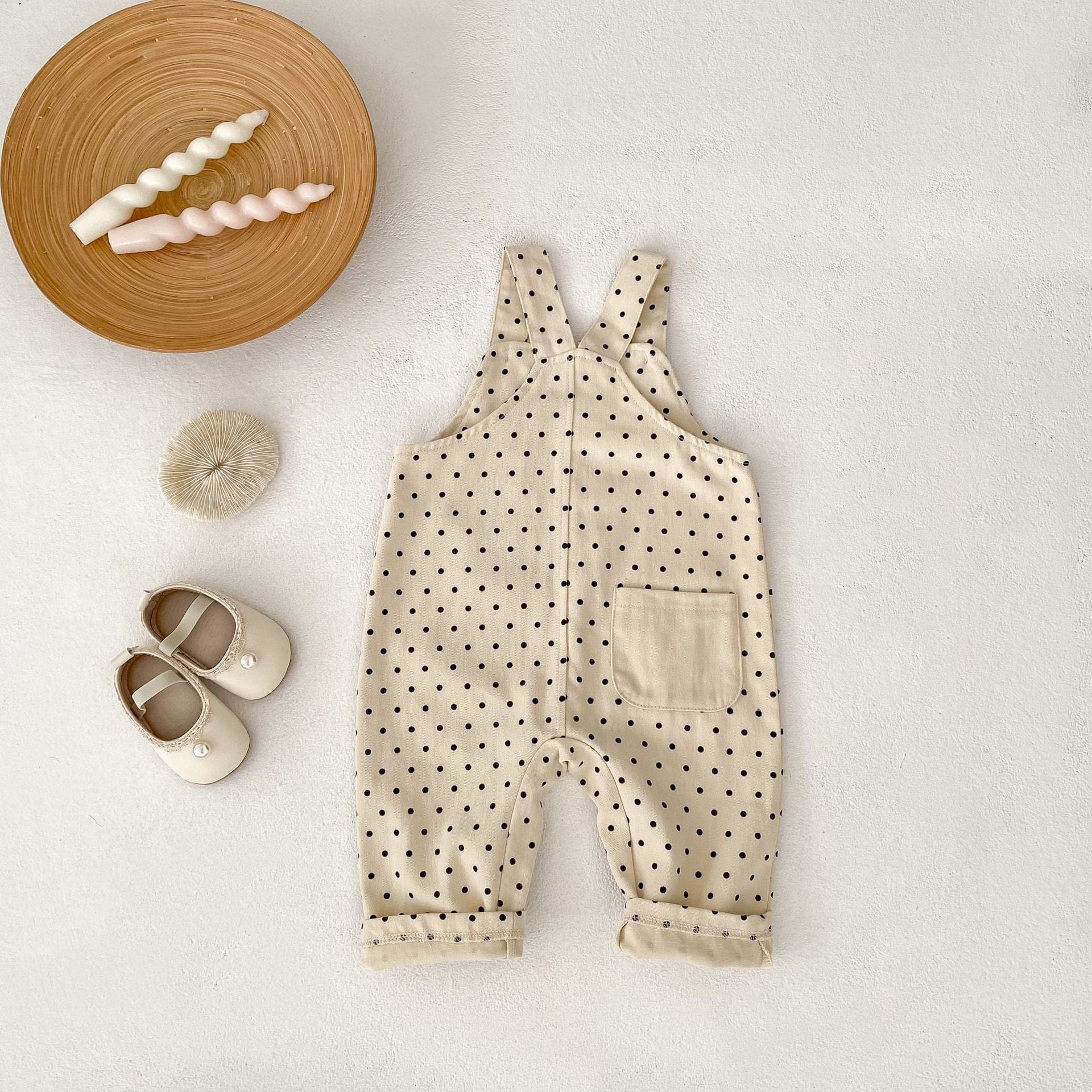 長袖セットアップ 水玉ドットプリントオーバーオール/長袖Tシャツ【mh0010520】