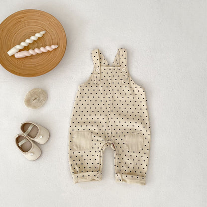 長袖セットアップ 水玉ドットプリントオーバーオール/長袖Tシャツ【mh0010520】