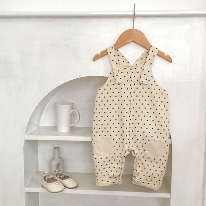 長袖セットアップ 水玉ドットプリントオーバーオール/長袖Tシャツ【mh0010520】