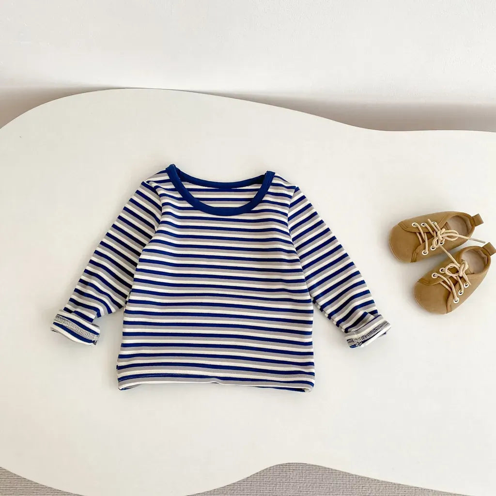 長袖セットアップ ボーダー長袖Tシャツ/コーデュロイサロペットパンツ【mh0011086】