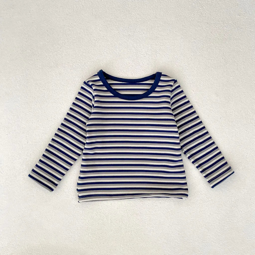 長袖セットアップ ボーダー長袖Tシャツ/コーデュロイサロペットパンツ【mh0011086】