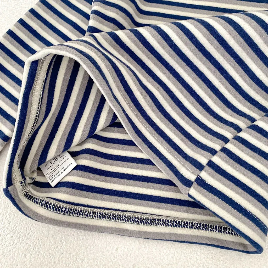 長袖セットアップ ボーダー長袖Tシャツ/コーデュロイサロペットパンツ【mh0011086】