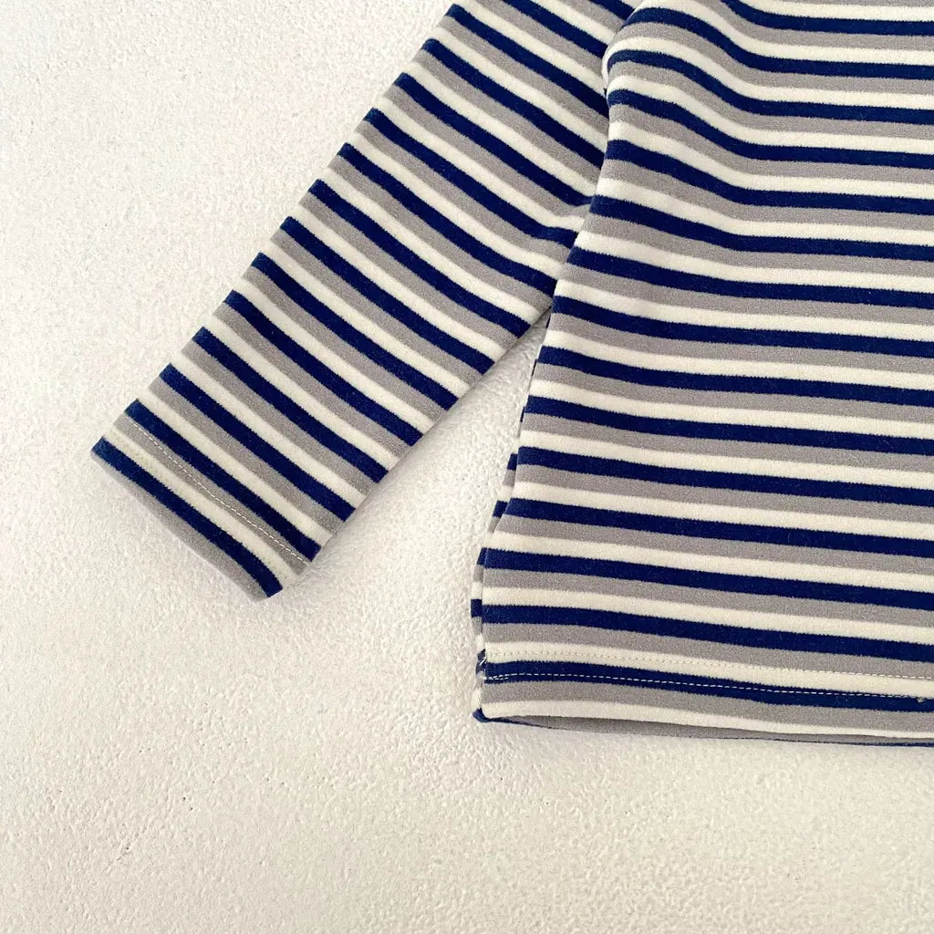 長袖セットアップ ボーダー長袖Tシャツ/コーデュロイサロペットパンツ【mh0011086】