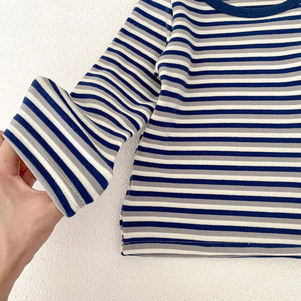 長袖セットアップ ボーダー長袖Tシャツ/コーデュロイサロペットパンツ【mh0011086】