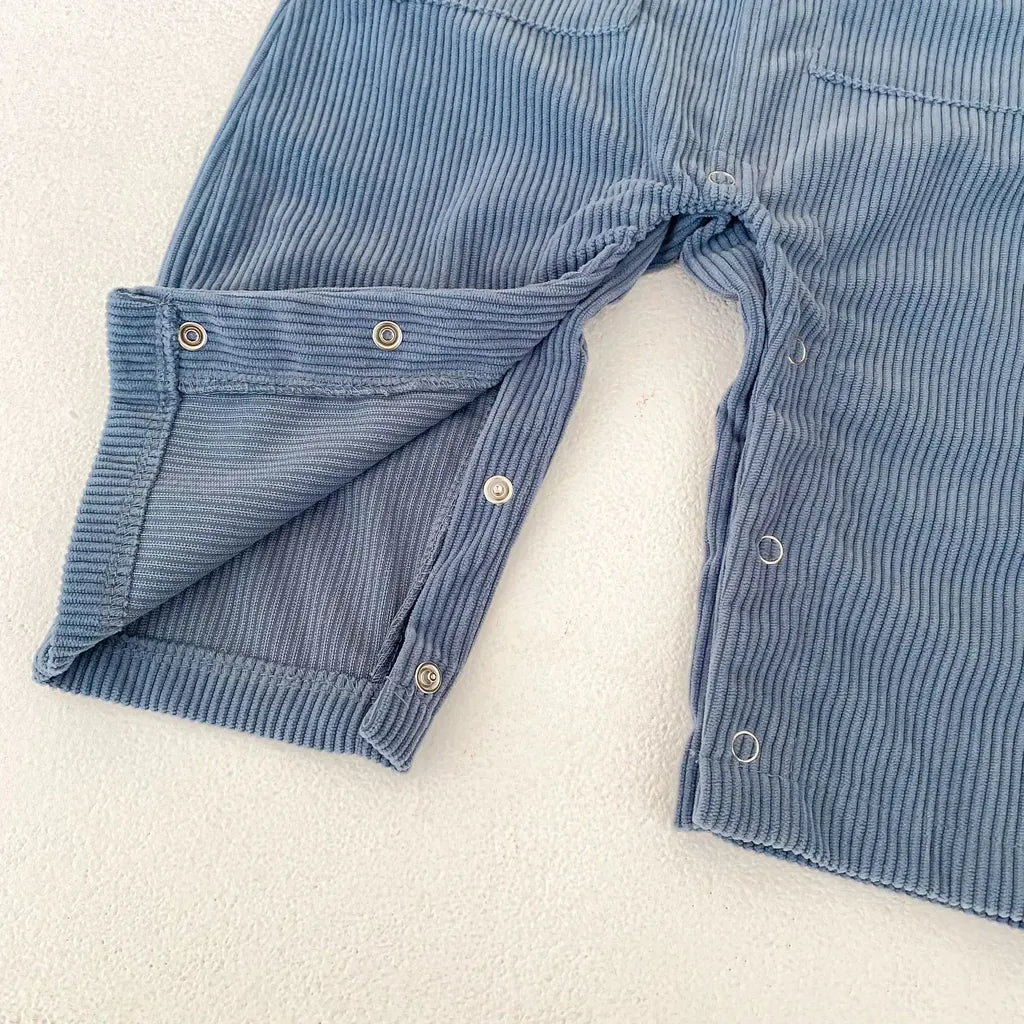 長袖セットアップ ボーダー長袖Tシャツ/コーデュロイサロペットパンツ【mh0011086】