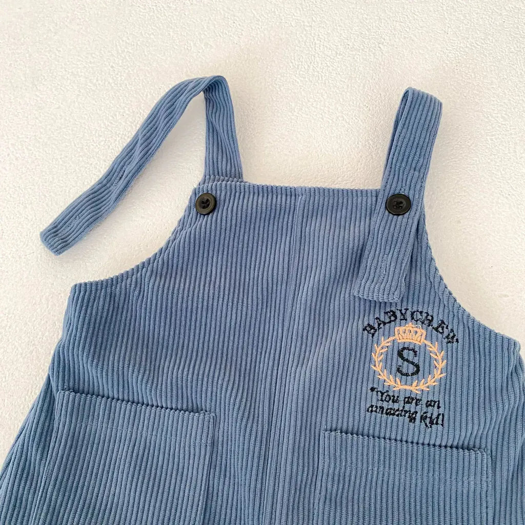 長袖セットアップ ボーダー長袖Tシャツ/コーデュロイサロペットパンツ【mh0011086】