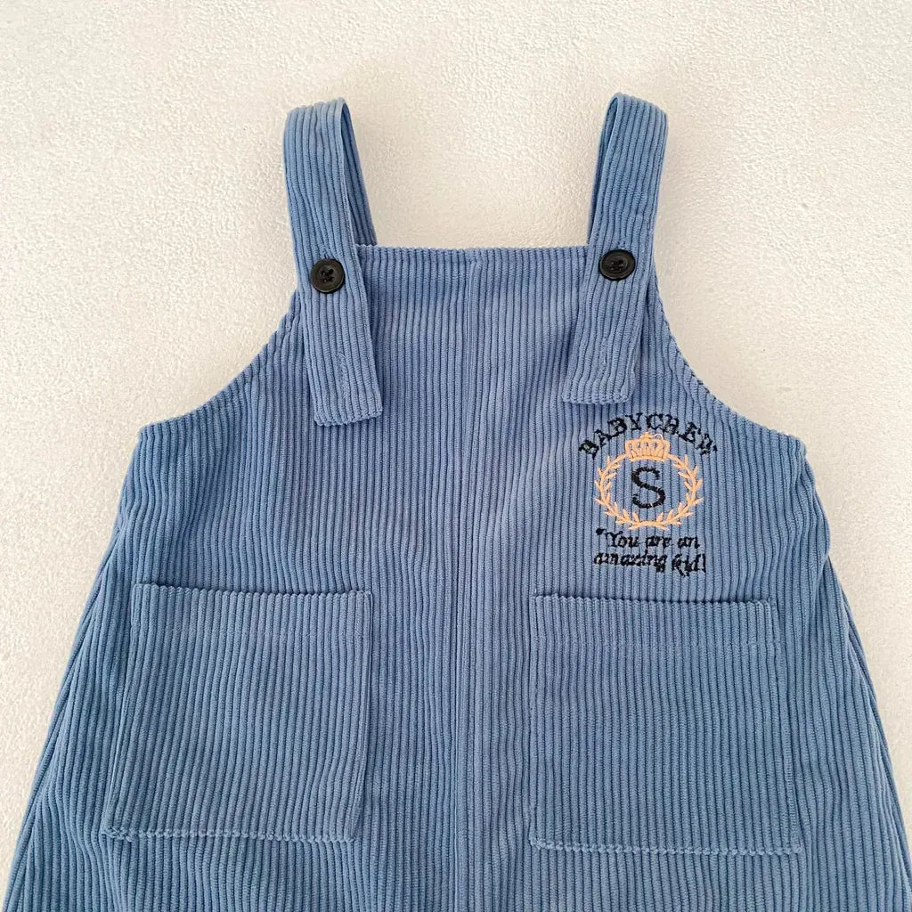 長袖セットアップ ボーダー長袖Tシャツ/コーデュロイサロペットパンツ【mh0011086】