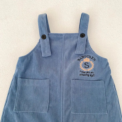 長袖セットアップ ボーダー長袖Tシャツ/コーデュロイサロペットパンツ【mh0011086】