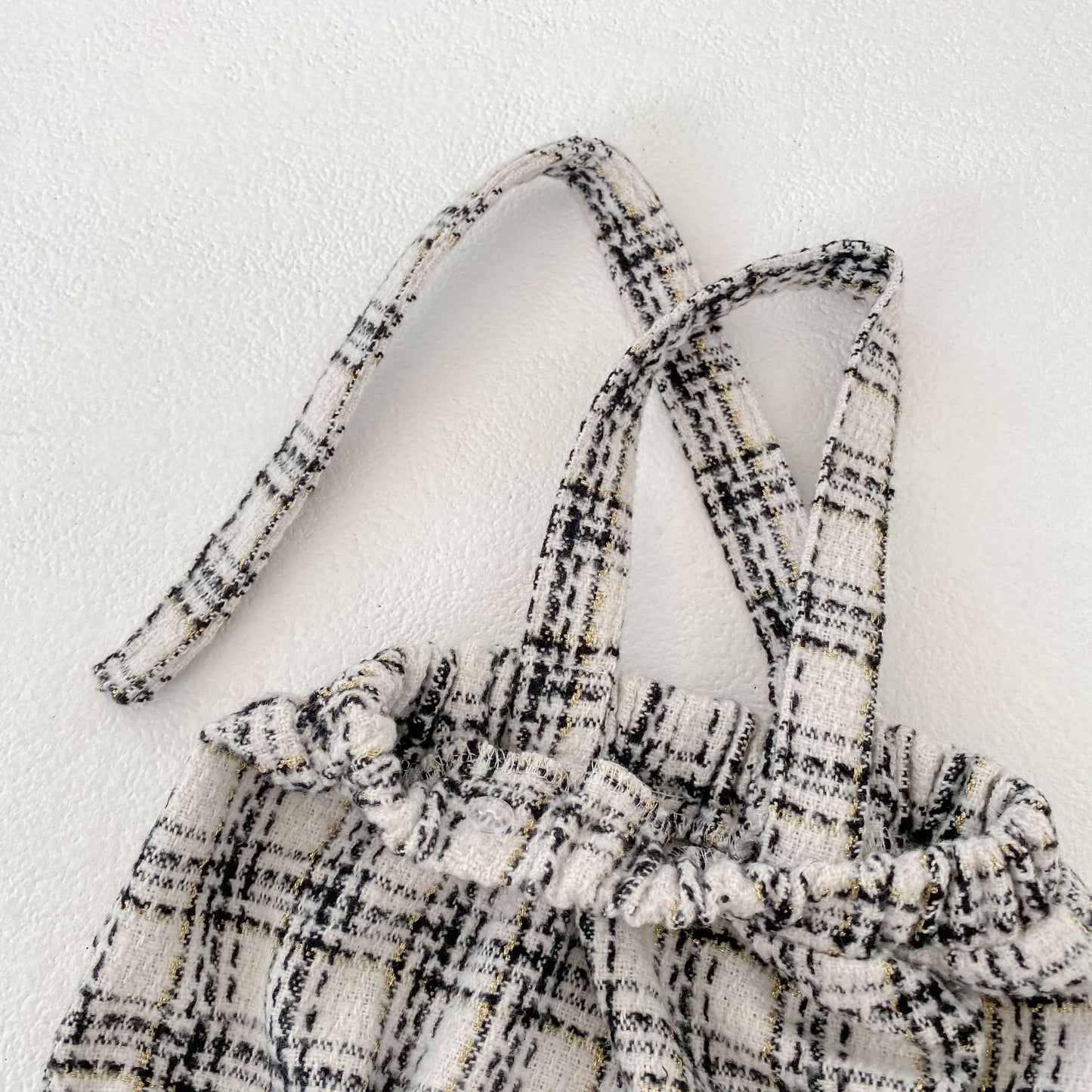 サロペットパンツ・サスペンダーパンツ Tweed Style Suspender Romper ツイード風 サスペンダー ロンパース【mh0012166】