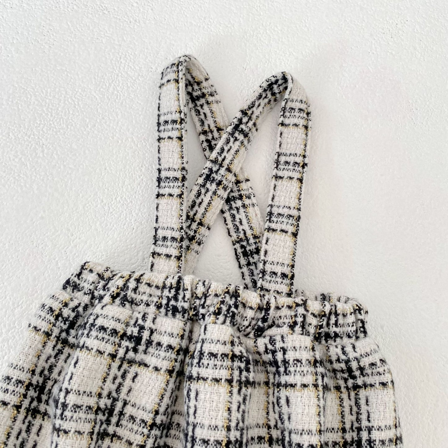 サロペットパンツ・サスペンダーパンツ Tweed Style Suspender Romper ツイード風 サスペンダー ロンパース【mh0012166】