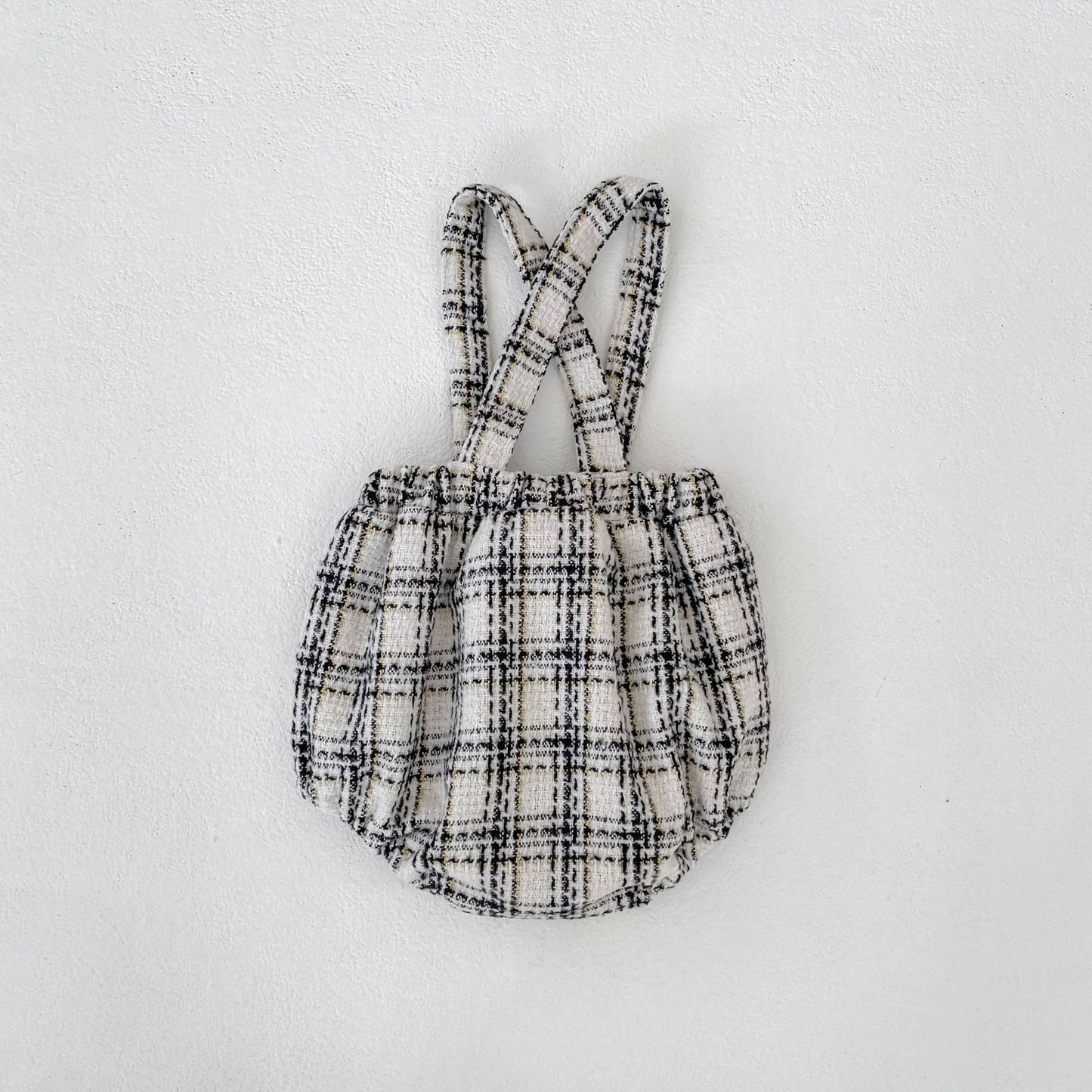 サロペットパンツ・サスペンダーパンツ Tweed Style Suspender Romper ツイード風 サスペンダー ロンパース【mh0012166】