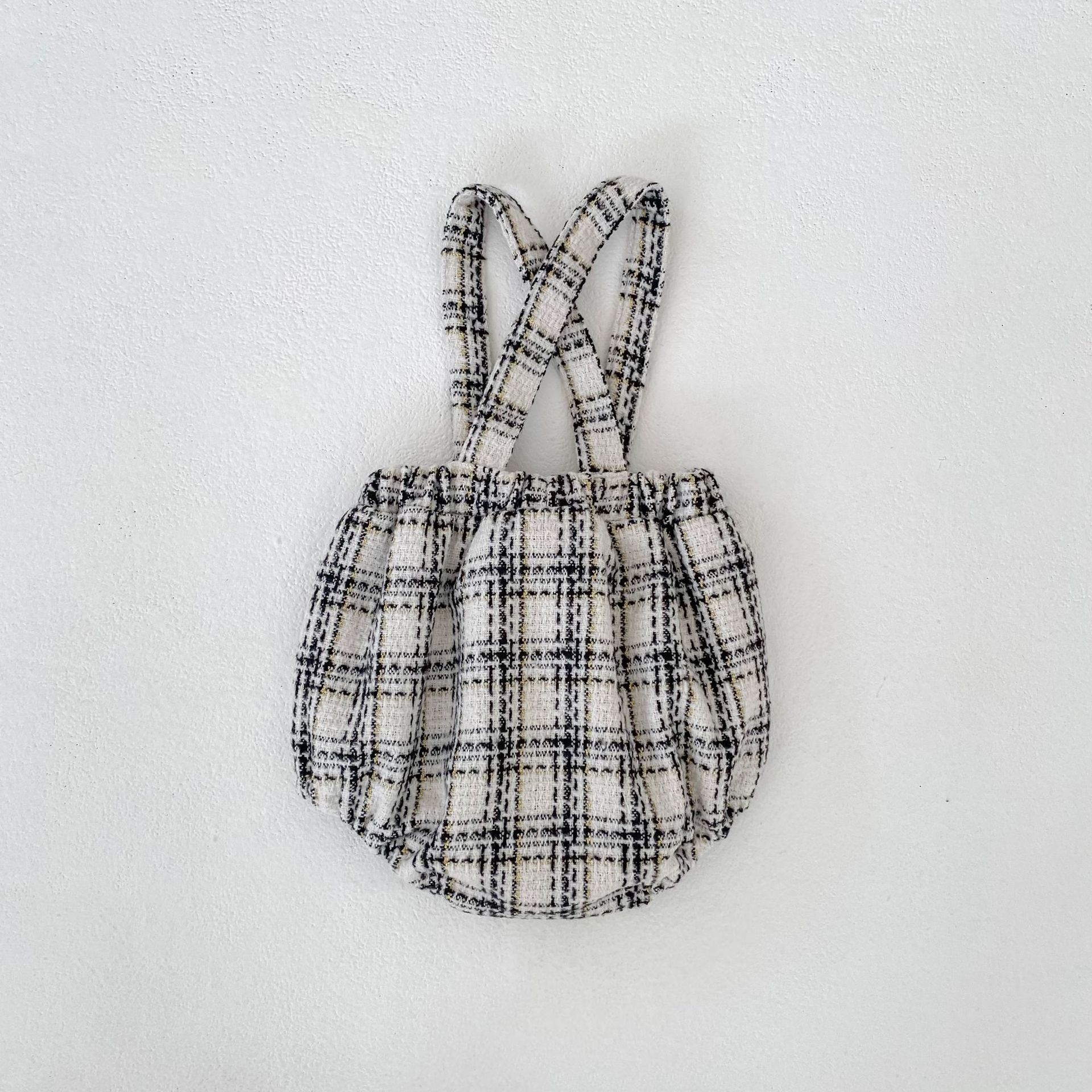 サロペットパンツ・サスペンダーパンツ Tweed Style Suspender Romper ツイード風 サスペンダー ロンパース【mh0012166】