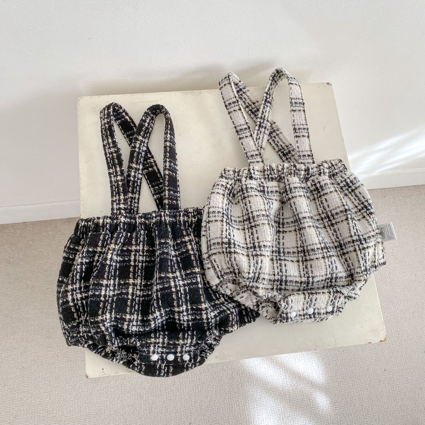 サロペットパンツ・サスペンダーパンツ Tweed Style Suspender Romper ツイード風 サスペンダー ロンパース【mh0012166】