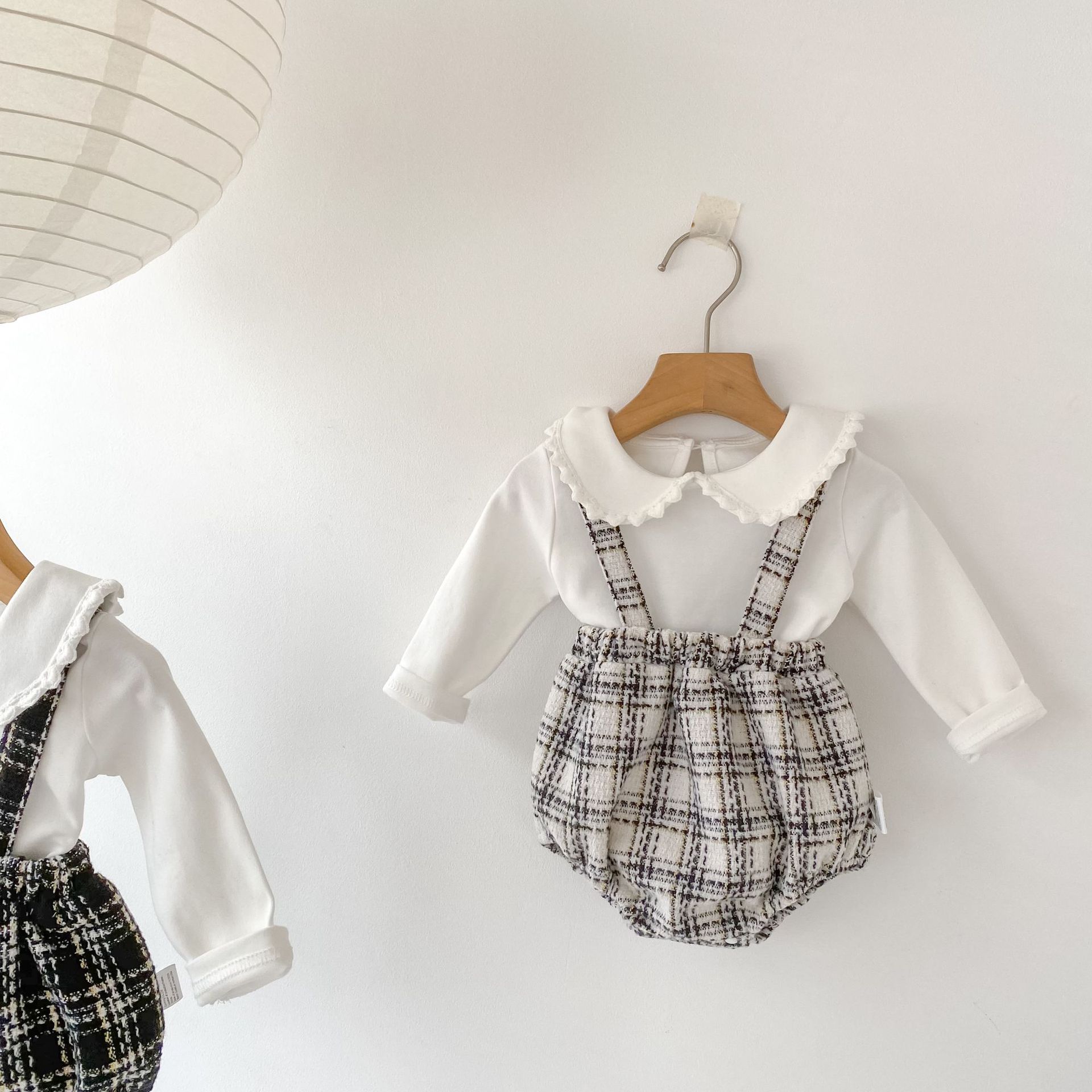 サロペットパンツ・サスペンダーパンツ Tweed Style Suspender Romper ツイード風 サスペンダー ロンパース【mh0012166】