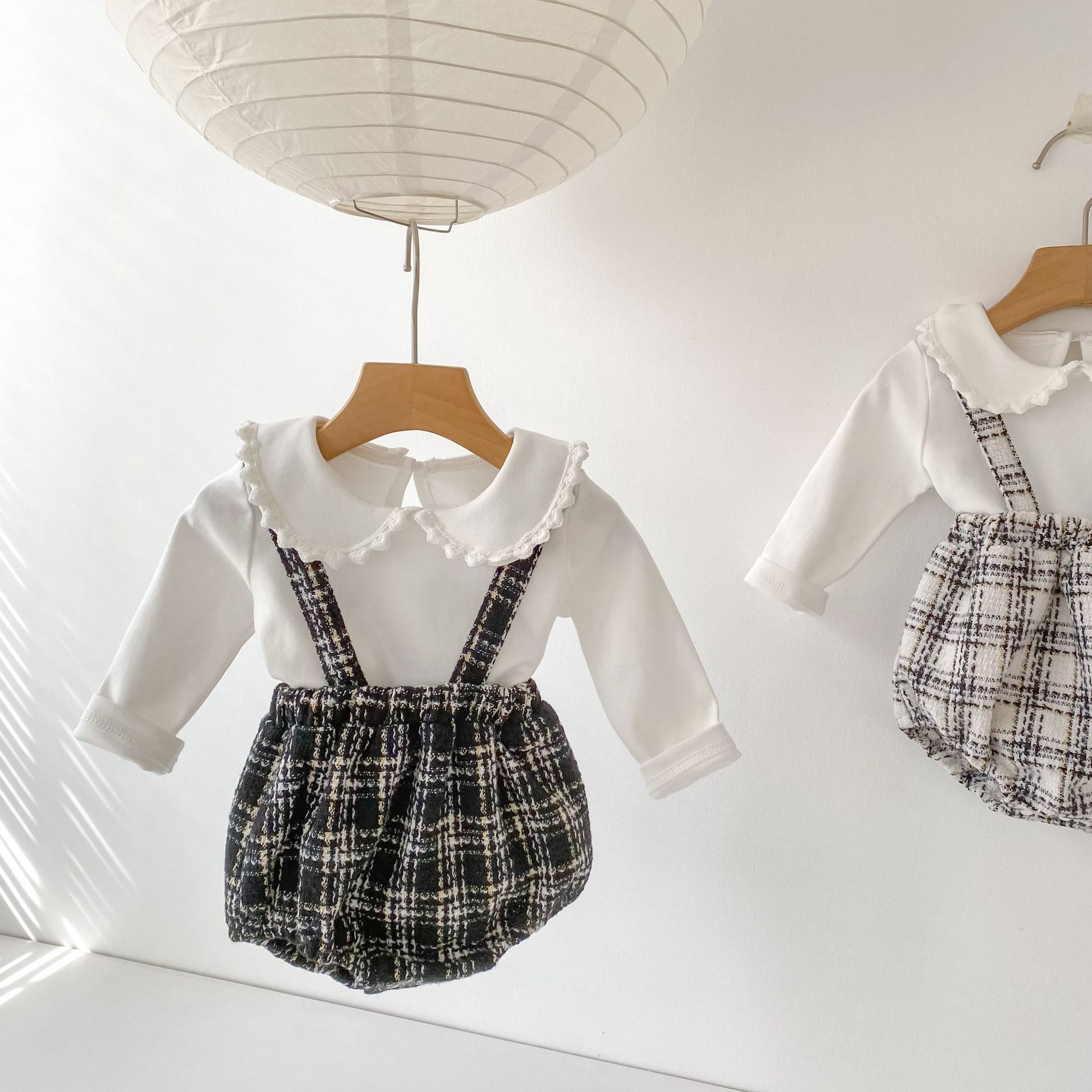 サロペットパンツ・サスペンダーパンツ Tweed Style Suspender Romper ツイード風 サスペンダー ロンパース【mh0012166】