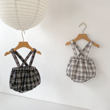 サロペットパンツ・サスペンダーパンツ Tweed Style Suspender Romper ツイード風 サスペンダー ロンパース【mh0012166】