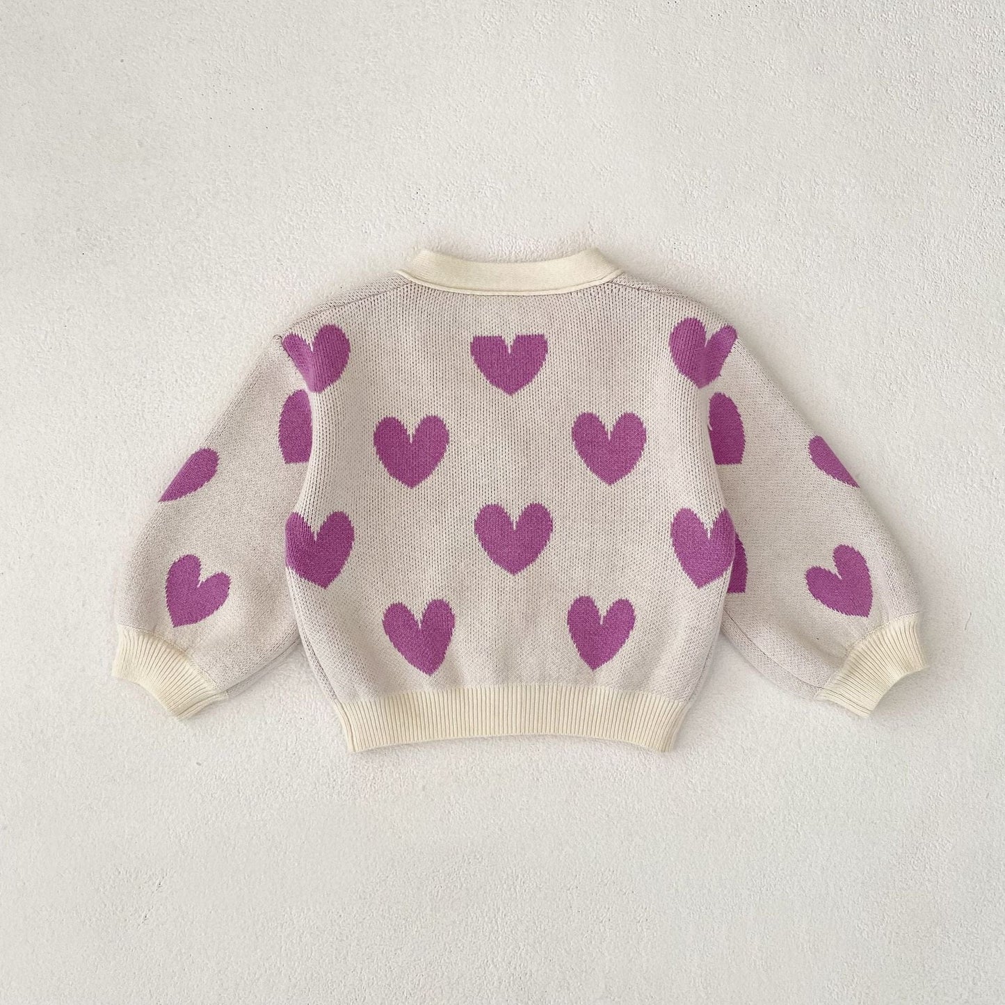 カーディガン・パーカー ハート柄ニットVネックカーディガン【mh0010843】