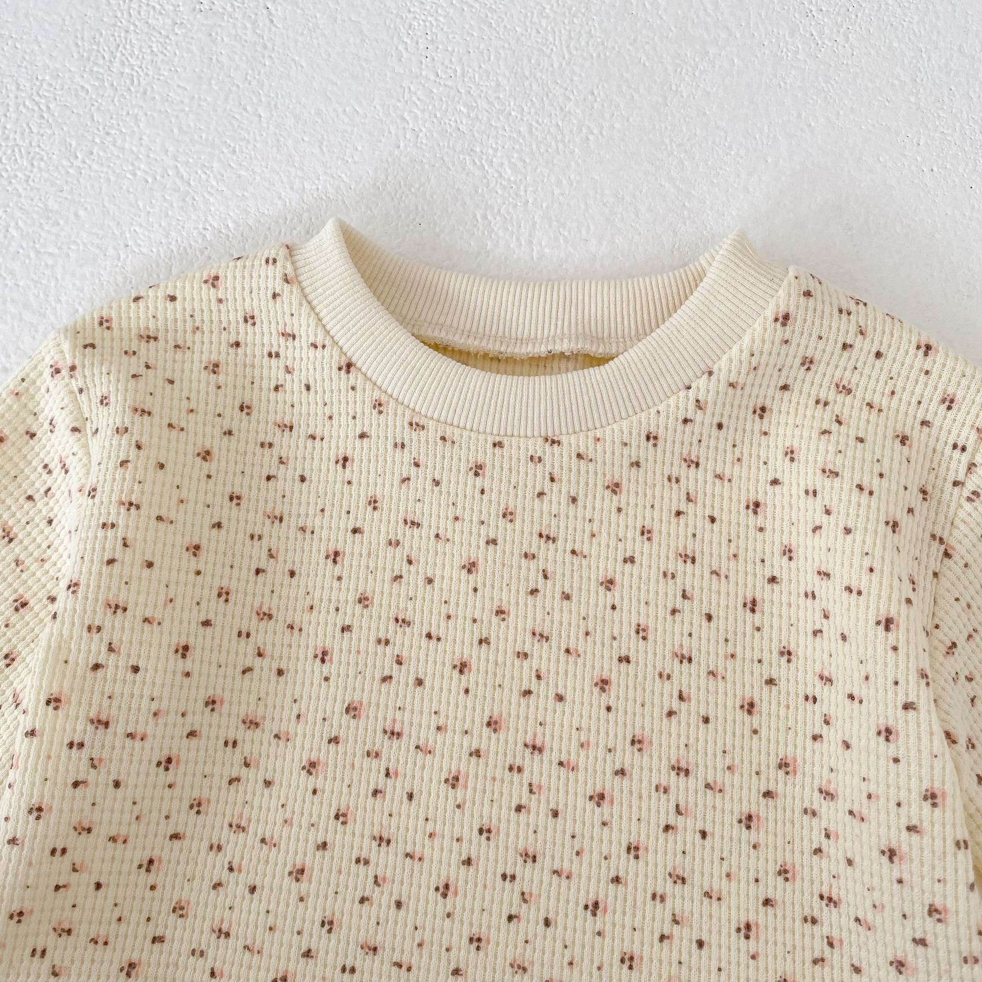 長袖パジャマ Waffle Printed Sweatshirt & Pants Set ワッフル プリント スウェット セットアップ【mh0012163】