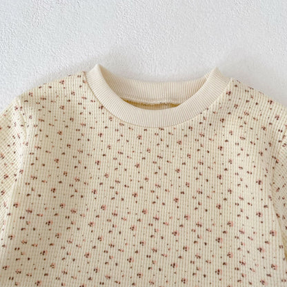 長袖パジャマ Waffle Printed Sweatshirt & Pants Set ワッフル プリント スウェット セットアップ【mh0012163】