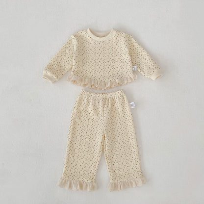 長袖パジャマ Waffle Printed Sweatshirt & Pants Set ワッフル プリント スウェット セットアップ【mh0012163】