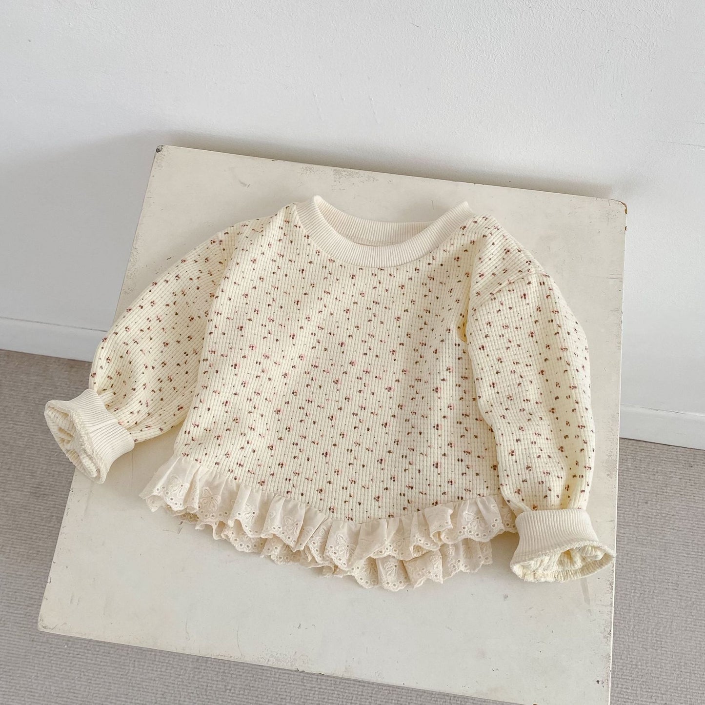 長袖パジャマ Waffle Printed Sweatshirt & Pants Set ワッフル プリント スウェット セットアップ【mh0012163】