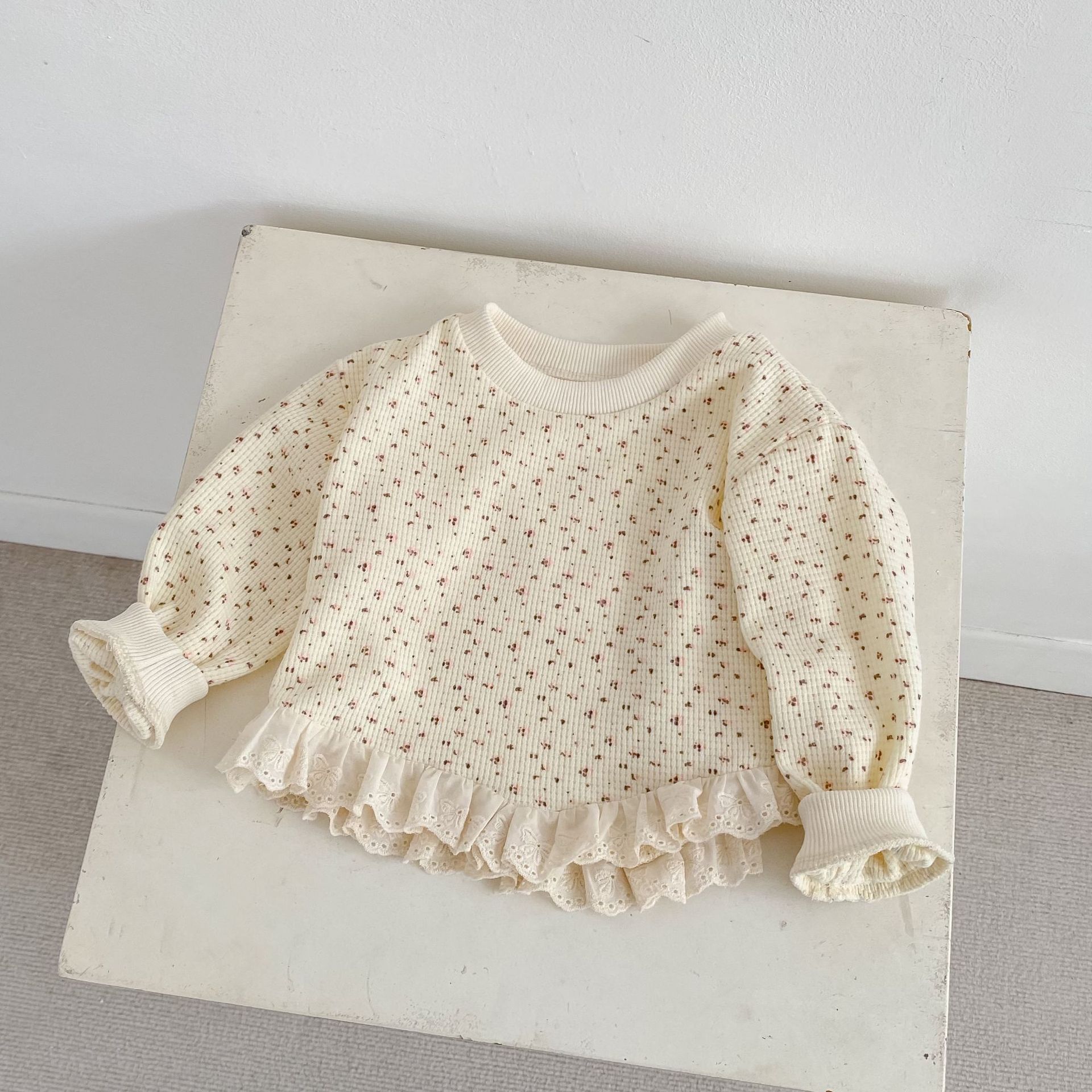 長袖パジャマ Waffle Printed Sweatshirt & Pants Set ワッフル プリント スウェット セットアップ【mh0012163】
