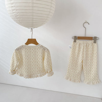 長袖パジャマ Waffle Printed Sweatshirt & Pants Set ワッフル プリント スウェット セットアップ【mh0012163】
