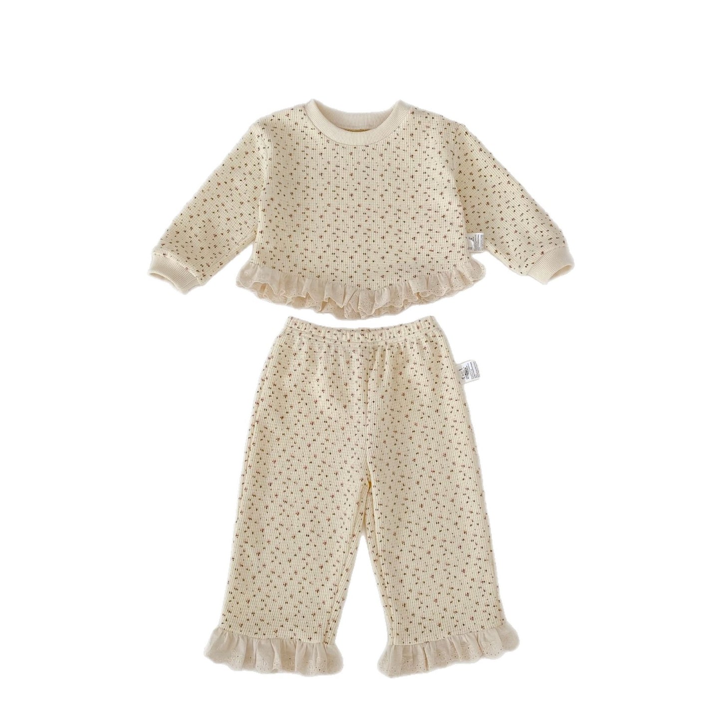 長袖パジャマ Waffle Printed Sweatshirt & Pants Set ワッフル プリント スウェット セットアップ【mh0012163】