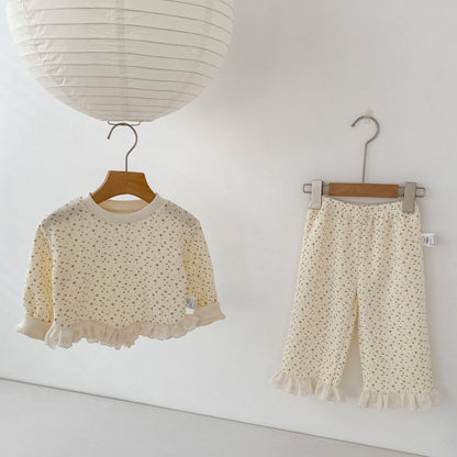 長袖パジャマ Waffle Printed Sweatshirt & Pants Set ワッフル プリント スウェット セットアップ【mh0012163】
