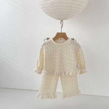 長袖パジャマ Waffle Printed Sweatshirt & Pants Set ワッフル プリント スウェット セットアップ【mh0012163】