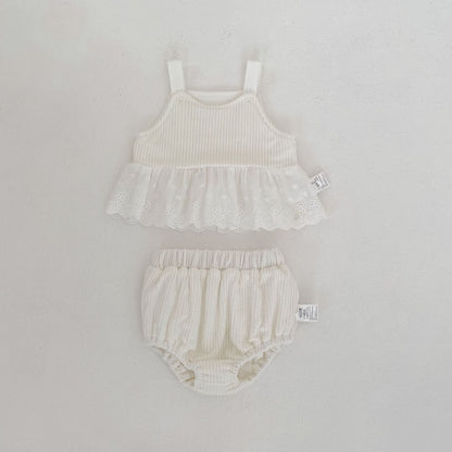 ノースリーブセットアップ White / 66cm Lace Camisole & Bloomer Set レース キャミソール ブルマ セット【mh0012181】
