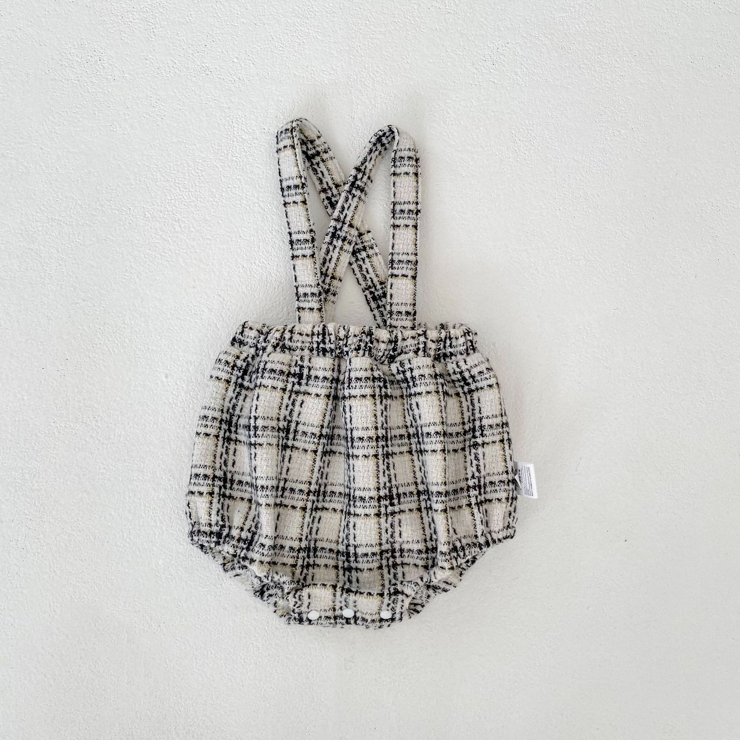サロペットパンツ・サスペンダーパンツ White / 66cm Tweed Style Suspender Romper ツイード風 サスペンダー ロンパース【mh0012166】