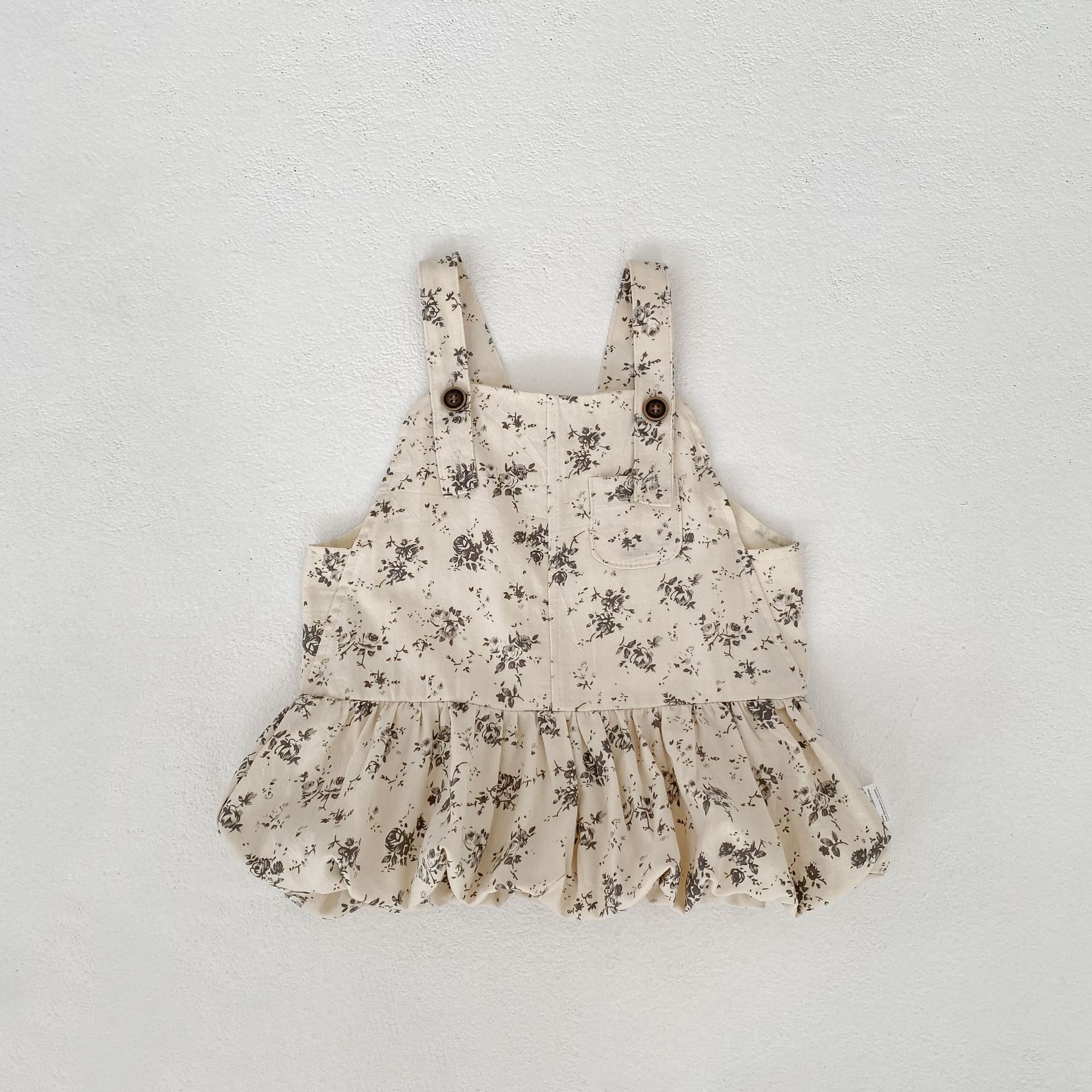 ノースリーブワンピース White / 73cm Floral Print Suspender Dress 花柄 サスペンダー ドレス ワンピース【mh0012165】