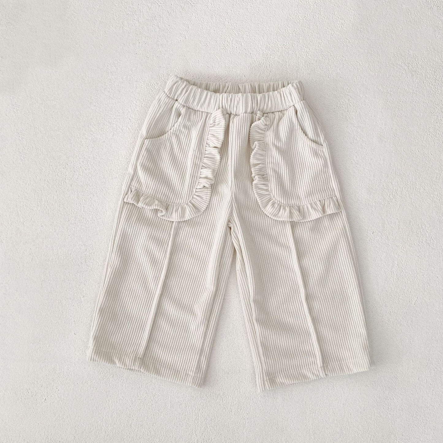 ロングパンツ・スウェットパンツ White / 73cm フリルポケットコーデュロイロングルーズワイドパンツ【mh0010526】