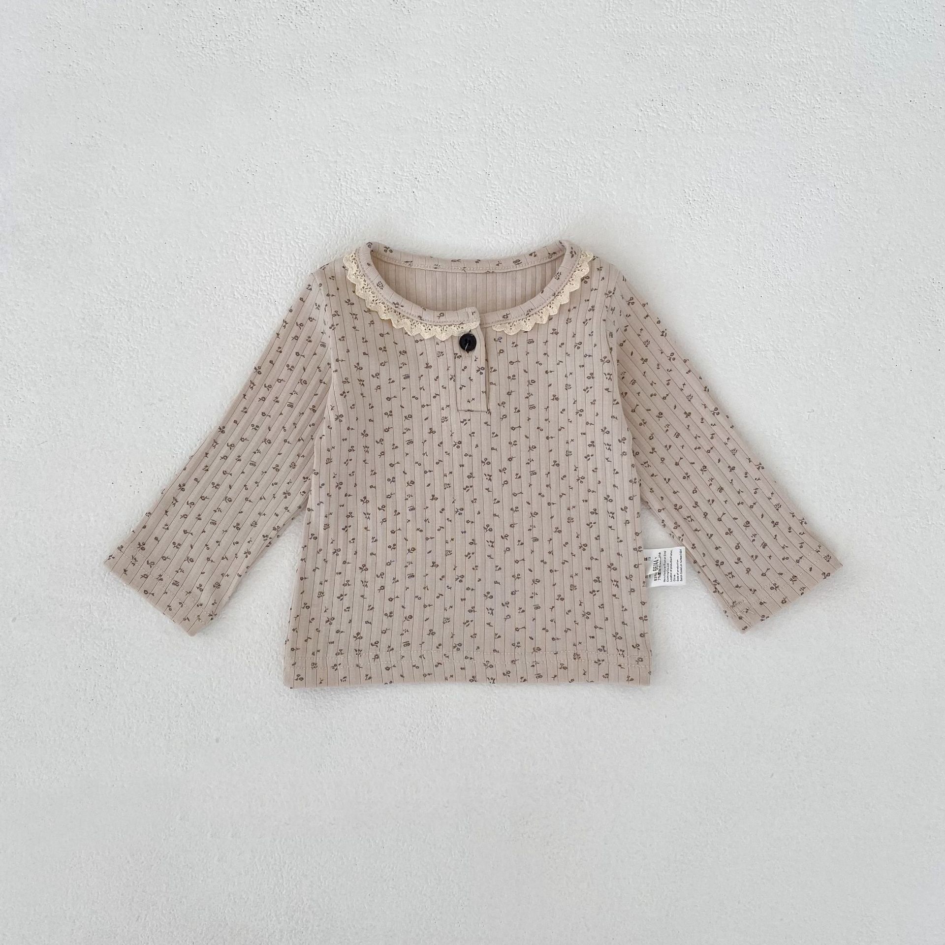 長袖Tシャツ Apricot / 66cm Lace Print Long Sleeve T-Shirt レースプリント 長袖Tシャツ【mh0012174】