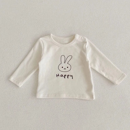 長袖Tシャツ Beige / 3-6M 66cm ベビートップス うさぎバニープリント長袖Tシャツ 3カラー【mh0006992】