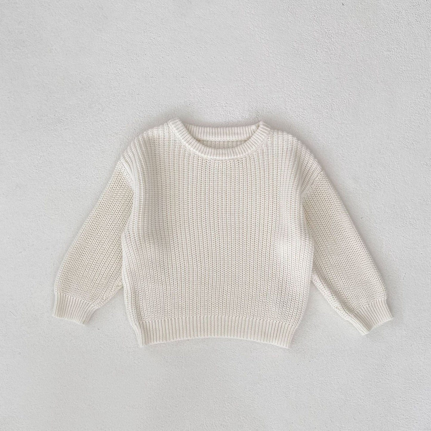 長袖Tシャツ Creamy White / 73cm シンプルデイリー長袖ニットトップス【mh0010518】