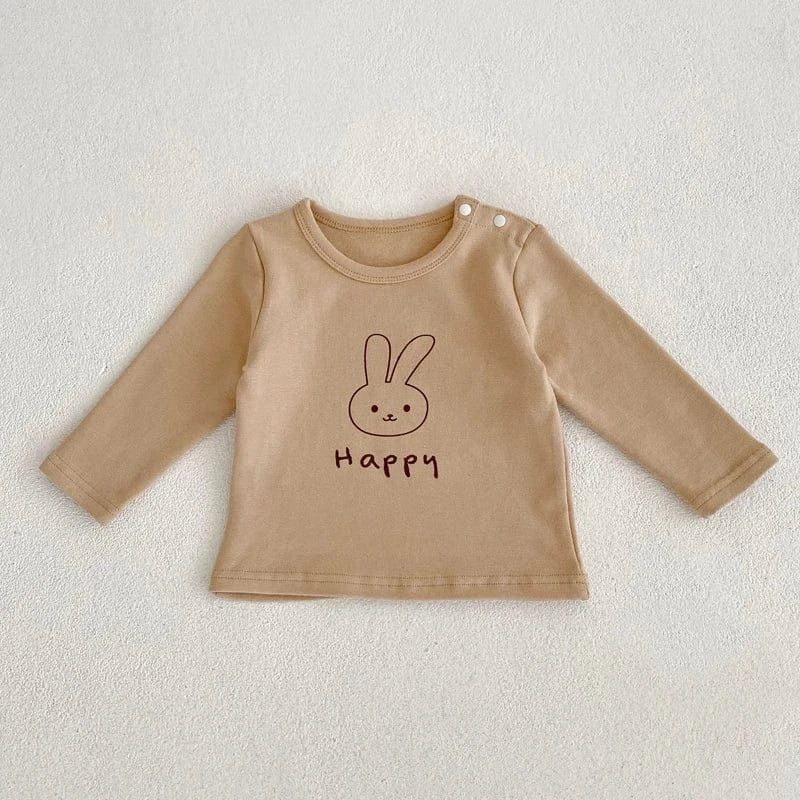 長袖Tシャツ Khaki / 3-6M 66cm ベビートップス うさぎバニープリント長袖Tシャツ 3カラー【mh0006992】