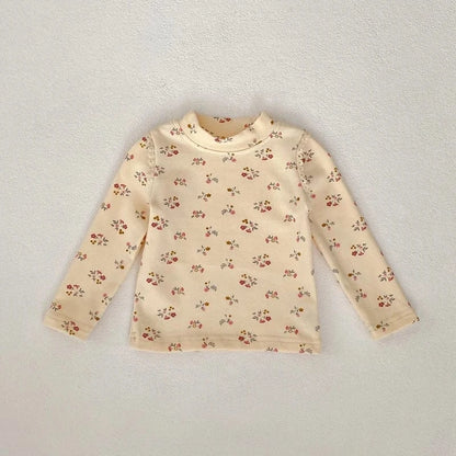 長袖Tシャツ Light Yellow / 3-6M 66cm ベビーキッズトップス フラワー小花柄プリントハイネック長袖Tシャツ 2カラー【mh0007032】
