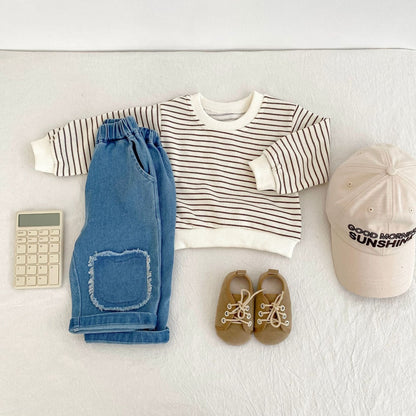 長袖Tシャツ ボーダー長袖薄手スウェットシャツ【mh0010502】