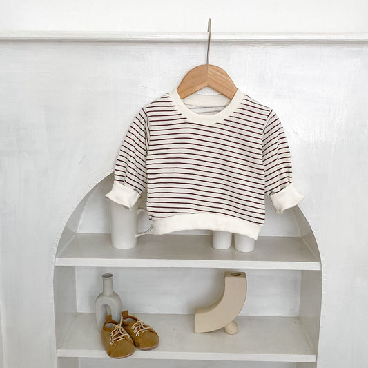 長袖Tシャツ ボーダー長袖薄手スウェットシャツ【mh0010502】