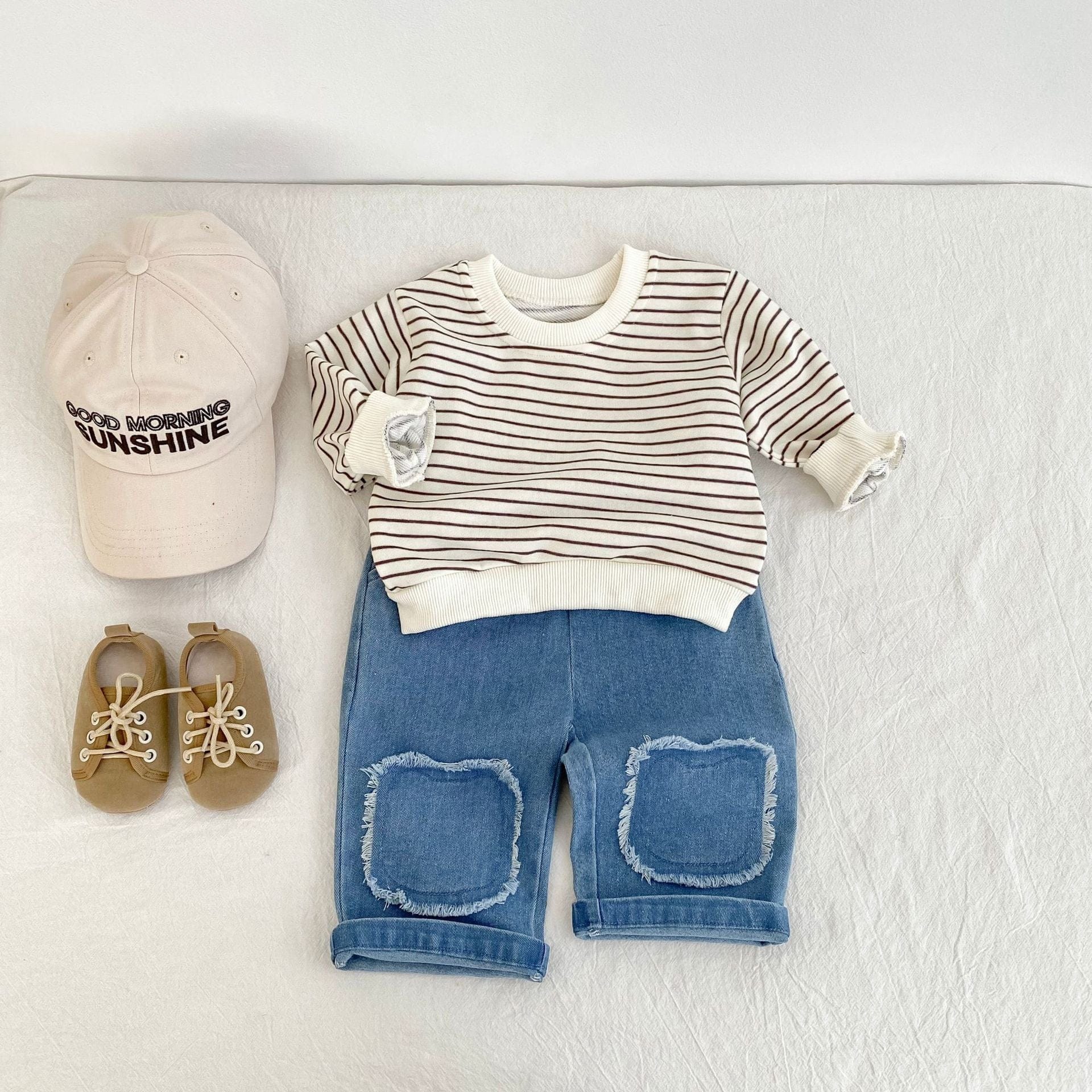 長袖Tシャツ ボーダー長袖薄手スウェットシャツ【mh0010502】