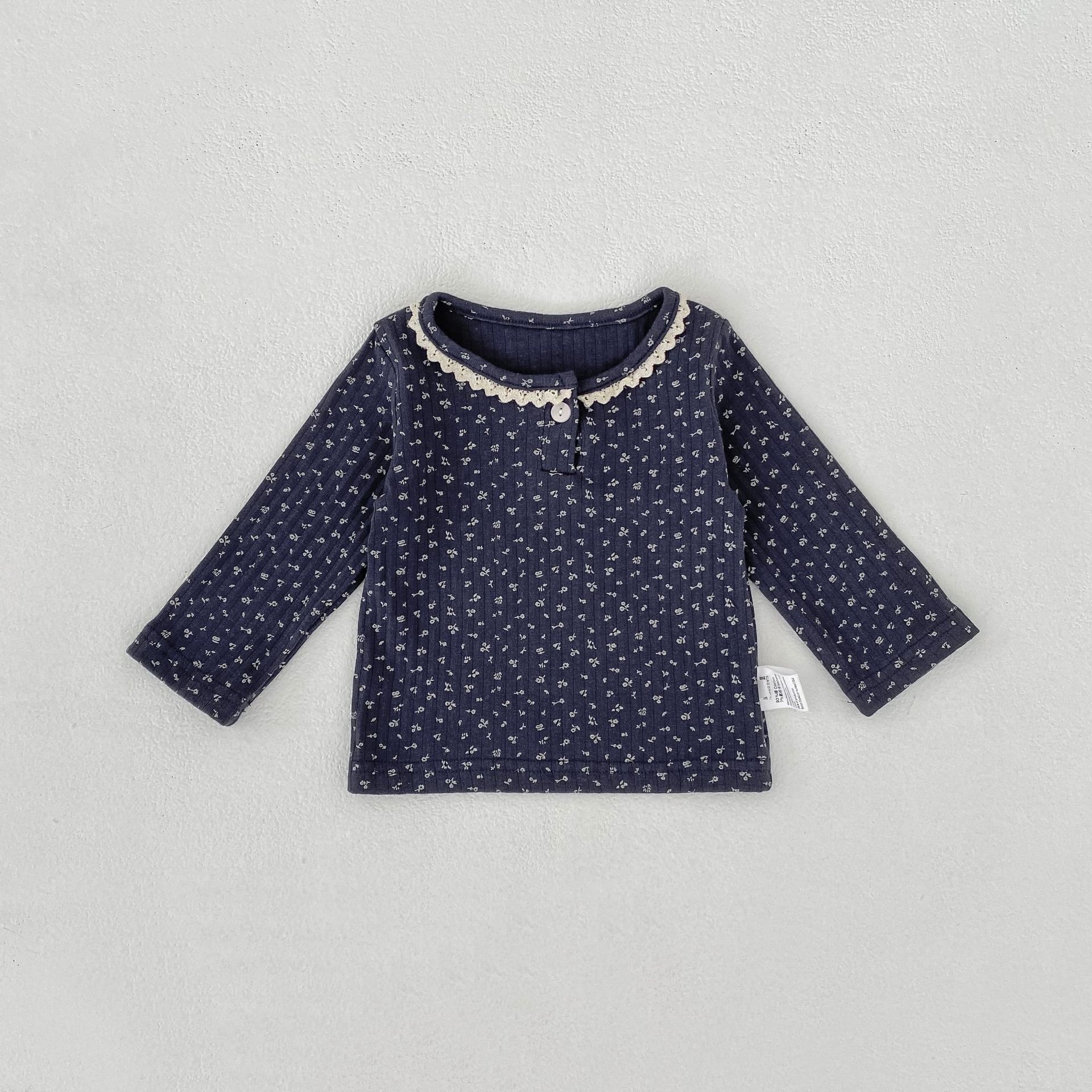 長袖Tシャツ Navy Blue / 66cm Lace Print Long Sleeve T-Shirt レースプリント 長袖Tシャツ【mh0012174】