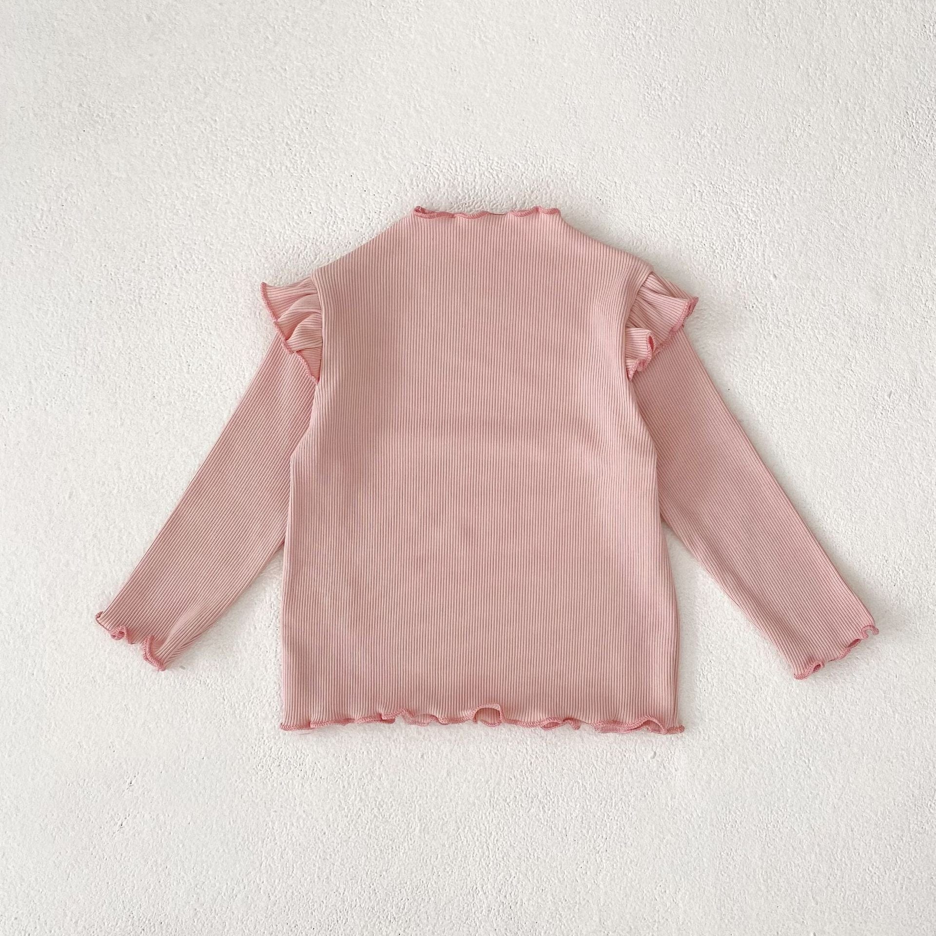 長袖Tシャツ Pink / 66cm ショルダーフリルスタンドカラー長袖Tシャツ【mh0010501】
