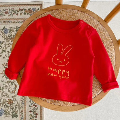 長袖Tシャツ ベビートップス うさぎバニープリント長袖Tシャツ 3カラー【mh0006992】