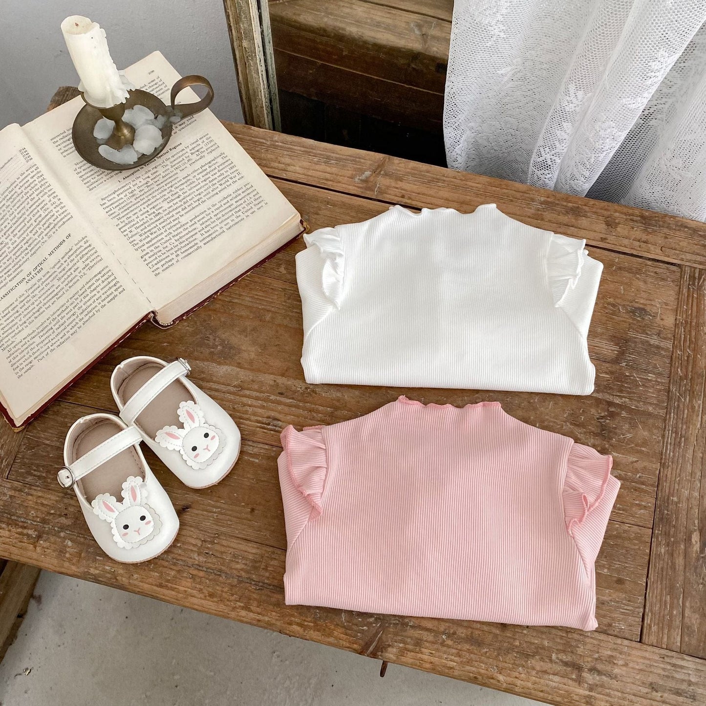 長袖Tシャツ ショルダーフリルスタンドカラー長袖Tシャツ【mh0010501】