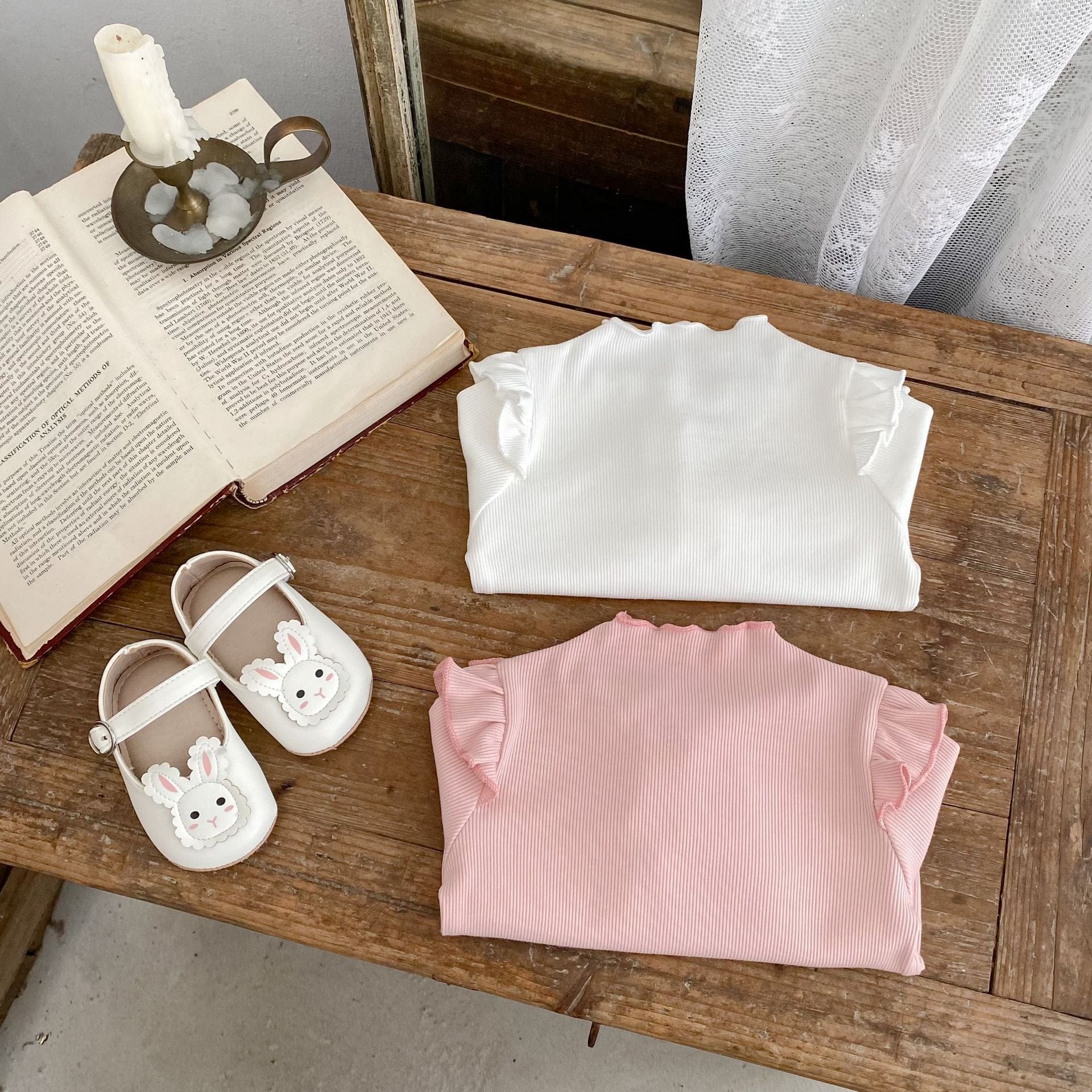 長袖Tシャツ ショルダーフリルスタンドカラー長袖Tシャツ【mh0010501】